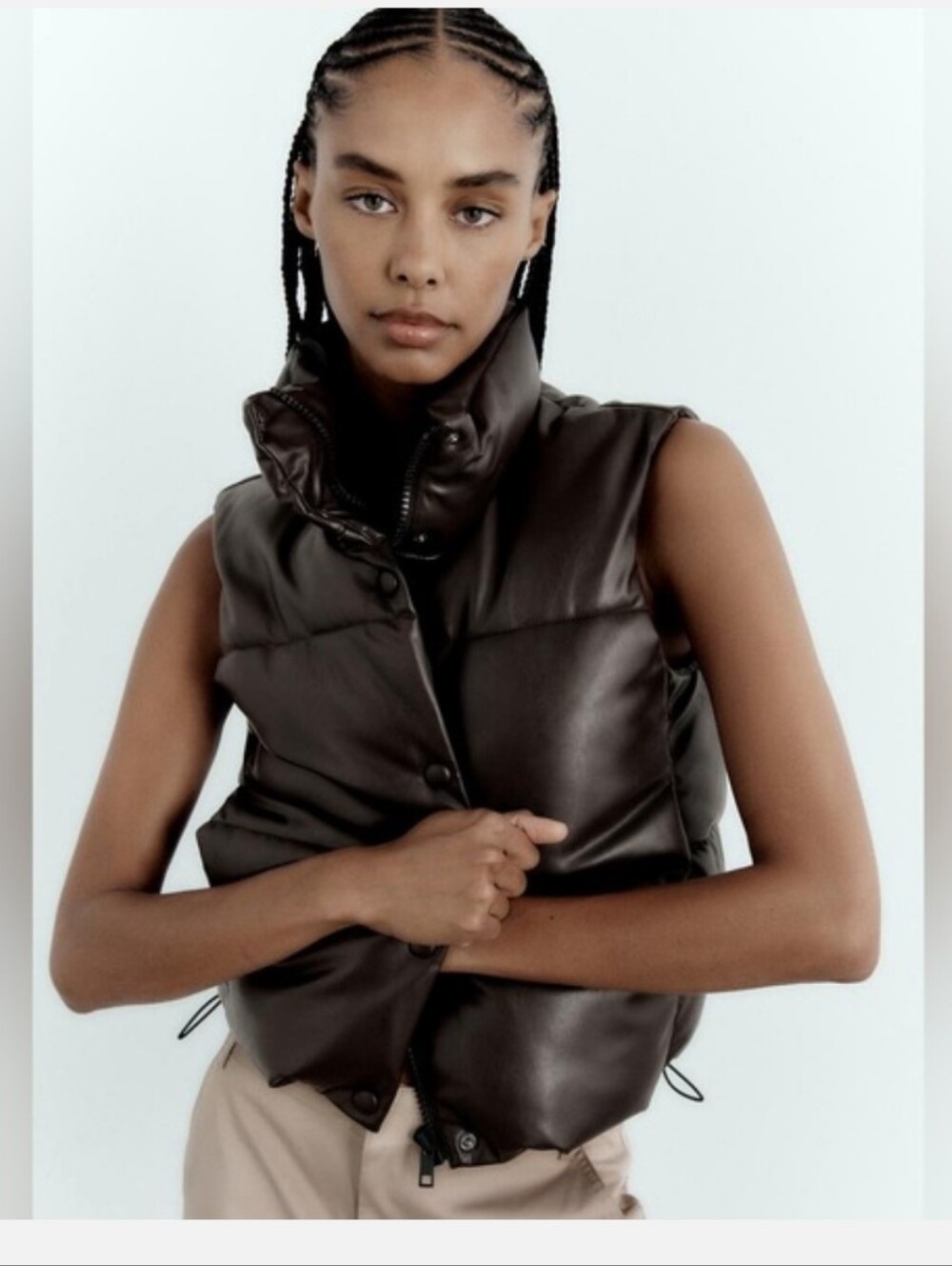 Zara Puffer Vest in Dark Brown - Women's Jacket & Coat